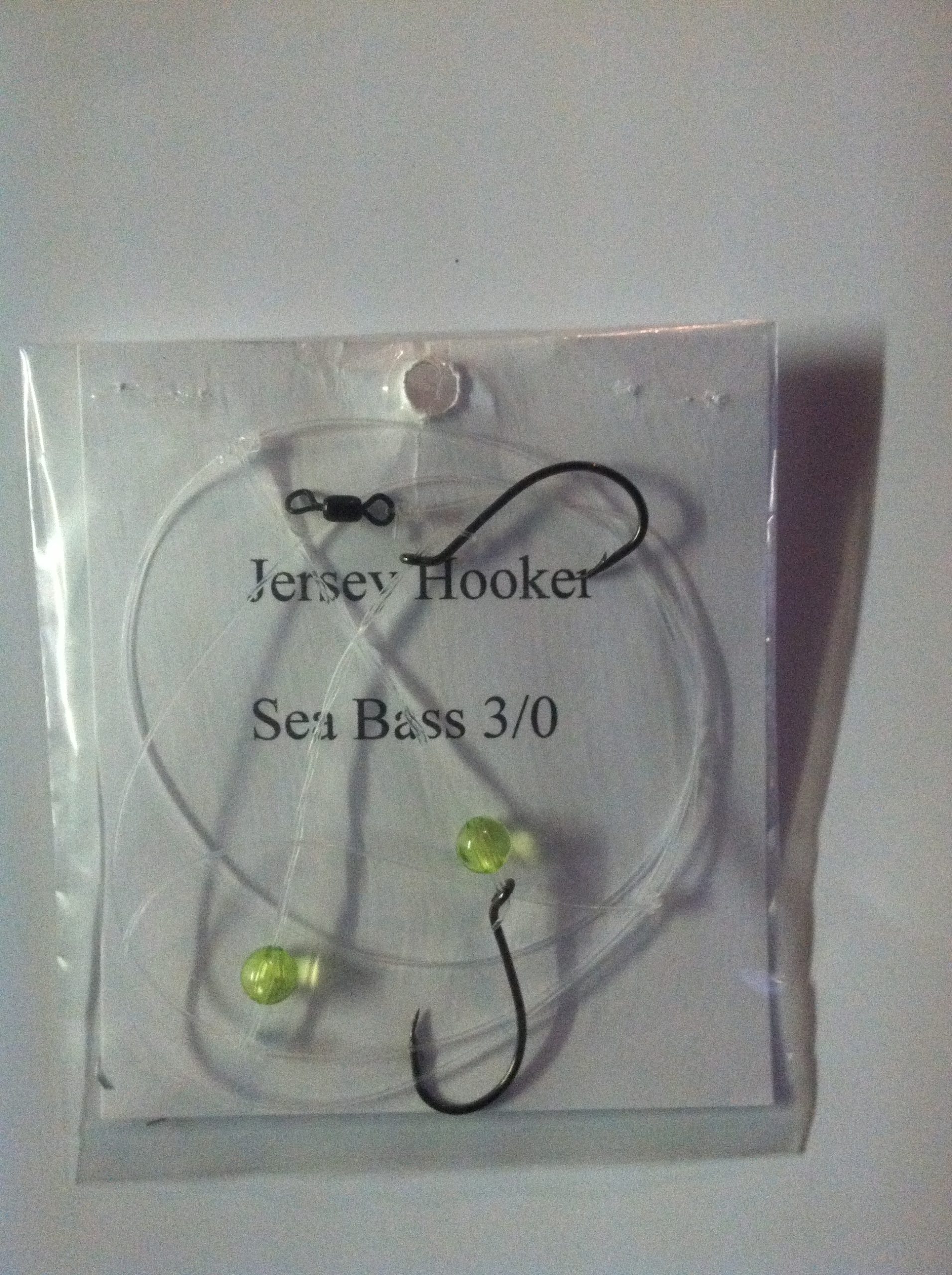 JHO CUSTOM SEA BASS RIG CHARTREAUSE BEADS 3/0 OCTOPUS HOOKS TWISTED DROPPER LOOPS